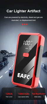 EAFC 12V Car Jump Starter Power Bank Portable Car Battery Booster Charger Starting Device Auto Emergency Start-up Lighting Ju