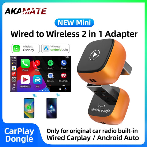 Orange CarPlay Dongle Wireless Adapter for Universal OEM Radios CarPlay Adapter AKAMATE