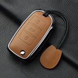Metal and Leather 3 Button Car Key Case Cove For VW Volkswagen Beetle Caddy Eos Golf Jetta Polo Scirocco Tiguan Touran UP
