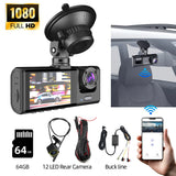 3-Channel 1080P Dash Cam WiFi Night Vision Universal