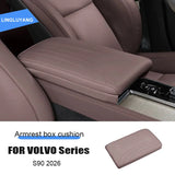 Leather Armrest Cover Pad for Volvo S90 Center Console Car Interior Accessory LINGLUYANG brown