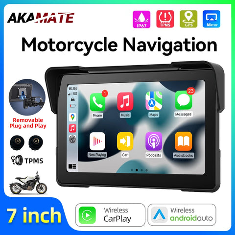 7Inch Navigation CarPlay for Universal Motorcycles Android Head Unit AKAMATE