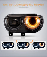 Dual Beam Projector Headlights RGB for Challenger 08-14 Car Interior Accessory Vland