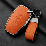 Aluminum Alloy Goatskin Car Key Case Cover For Lincoln Continental MKC MKZ MKX 2017 2018 2019 Navigator Nautilus keychain