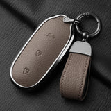 Metal and Leather Car Key Case Cover for Li Auto L7 L8 L9 Max Leading Ideal Li Auto 2023 2024