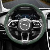 Segmented Suede Steering Wheel Cover for Jaguar XF XE Car Interior Accessory Hocasen Green 3-Piece Set