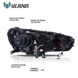 LED Headlights with Dual Beam Projector for Lancer Evo X Car Interior Accessory Vland