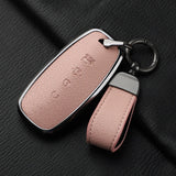 4 Button Aluminum Alloy Goatskin Car Key Case Cover for Nissan