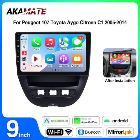 9-inch Android 13 Head Unit for Peugeot 107 Aygo C1 Android Head Unit AKAMATE
