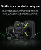 1080P Dual Channel Motorcycle Dashcam with Night Vision