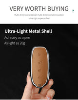 Metal and Leather Car Key Case Cover For BYD Denza D9 DM-i 2022 2023 N7 N8 Auto Keychain Protect Set