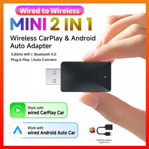 Mini 2-in-1 Wireless CarPlay and Android Auto AI Adapter CarPlay Adapter OEM