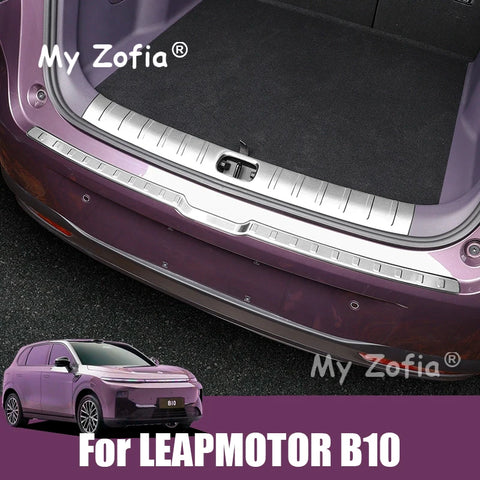 For Leapmotor B10 2025 2026 Car Stainless Trunk Scuff Plate Decoration Cover Trunk Threshold Protection Sticker Accessories C