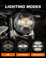 Universal 5.75 Inch Led 12V Headlight Motorcycle DRL 1 5 3/4 Headlamp For Harley Sportster Roadster Glide Dyna For Yamaha Hon