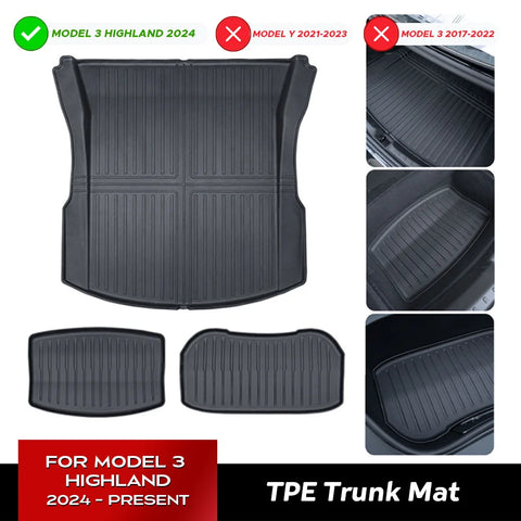 Front and Back Trunk Mat for Tesla Model 3 Highland 2024 Car Trunk Mat TEKSY