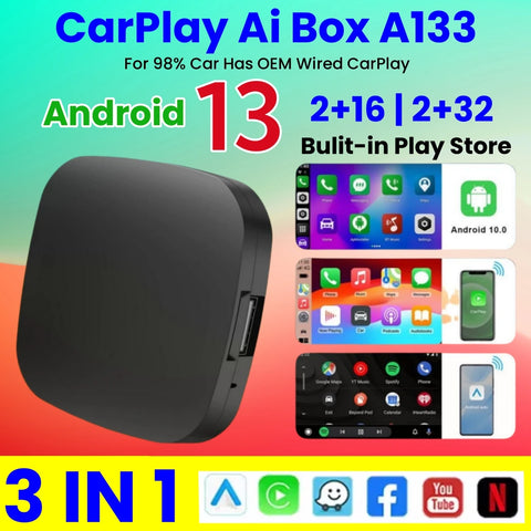 Wireless Android AI Box for Vehicles with Wired CarPlay CarPlay Adapter OEM