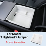 For Tesla Model 3 Highland Y Juniper Car Central Control Storage Box Double-layer Armrest Organizer Auto Interior Accessories