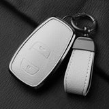 Aluminum Alloy Goatskin Car Key Case Cover for Subaru BRZ XV SV Forester Legacy Outback Crosstrek Impreza WRX Ascent keychain