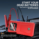 Portable Car Jump Starter Power Bank Emergency Booster Wireless Charging 12V Auto Starting Device High Brightness 10000mAh Ca