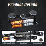 8-LED Windshield Strobe Warning Light Bar Car Interior Accessory MAGIC COLORM