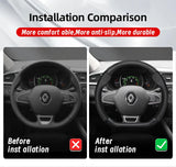 Renault Breathable Leather Steering Wheel Cover Black Red