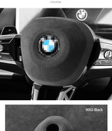 Top Suede For BMW 5er l5 G60 (2023-) X3 G45 (2025-) Steering Wheel Panel Cover Boot Car Premium Interior Accessories Style B