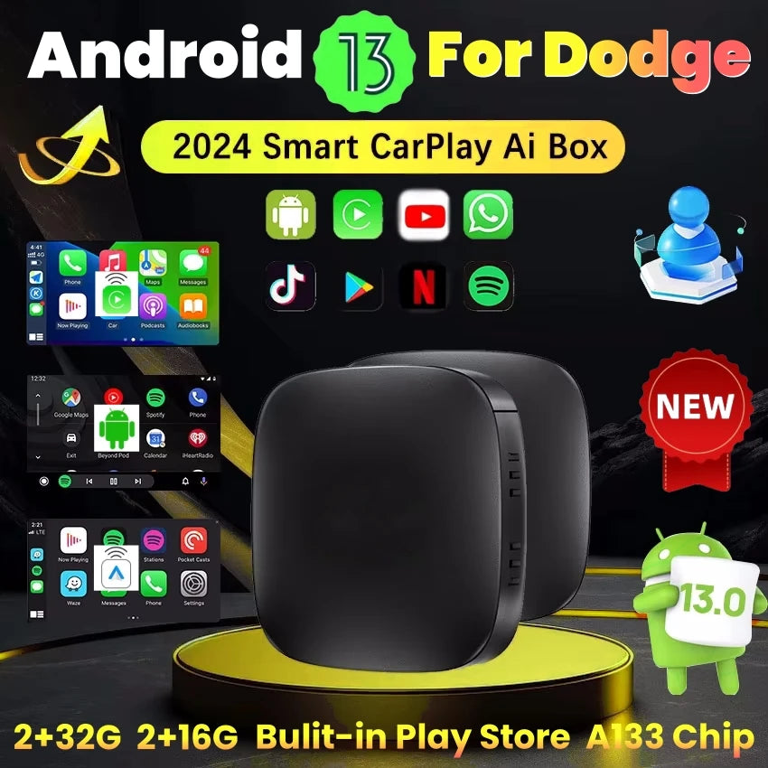 Wireless CarPlay Android Auto AI Box for Dodge Ram 1500 2024 CarPlay Adapter OEM