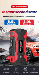 Minus Two Car Battery Jump Starter, 1000A Peak with Air Pump, Power Bank, and Emergency Lighting