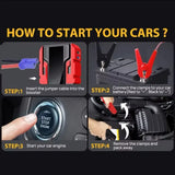 Car Jump Starter with 150PSI Air Pump Portable Power Bank LED Light and Auto Emergency Booster Car Jump Starter | Portable Po