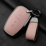 Aluminum Alloy Goatskin Car Key Case Cover For Lincoln Continental MKC MKZ MKX 2017 2018 2019 Navigator Nautilus keychain