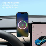 Blue Light Ring Magnetic Wireless Charger Compatible with MagSafe Phone Holder Screen Mount For Tesla Model Y wireless charge