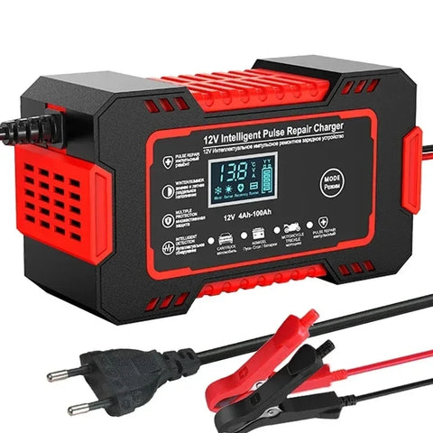 Car Battery Charger 12V 6A Touch Screen Pulse Repair LCD Fast Power Charging Wet Dry Lead Acid Digital LCD Car Battery Charge