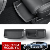 Under Seat Storage Box Fits Tesla Model Y L 6 Seater 2026 Front Seat Organizer Tray Waterproof TPE Hidden Bin Accessories Und