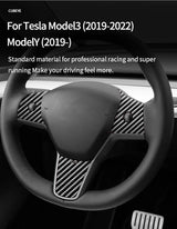 For Tesla Model 3 (2019-) / Model Y Car Steering Wheel Trim Sticker Anti Scratch Carbon Fiber Car Interior Accessory OEM