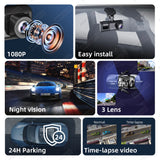 Dashcam 3 Channel 1080P for Universal Vehicles Dashcam AKAMATE