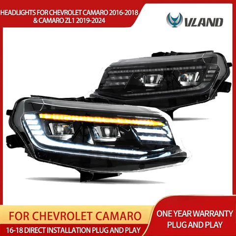 LED Projector Headlights w/Animation for Camaro 2016-2024 LED Ambient Light VLAND