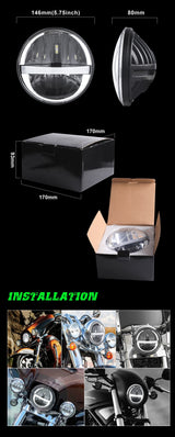 Latest 5.75 Inch Motorcycle LED Headlight for Harley Dyna Softail Sportster 883 XL883 FXCW 5 3/4 inch led motorbike headlamp DRL Angel Eye