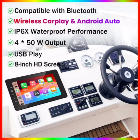 8 Inch Marine Waterproof Multimedia Player for ATV Golf Cart Marine Audio OEM