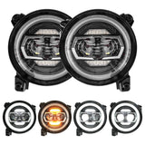 For Jeep Wrangler JL 2018 2019 2020 Car 9 Inch Round Led Headlights Hi Low Beam with Halo DRL Turn Signal Headlamp Accessories