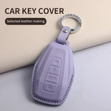 Car Key Case Cover for Geely New Coolray 2023-2025 X6 Emgrand Global Hawk GX7 PU Leather Car Keychain Car Interior Accessory