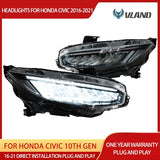 Chrome LED Reflection Headlights for Civic 10th Gen Car Interior Accessory Vland