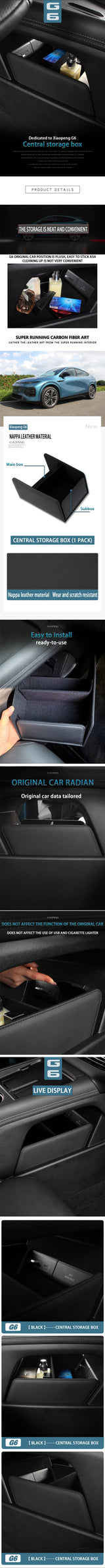 For Xpeng G6 PU Leather Car Lower Central Console Storage Box Organizer Holder Case Auto Interior Accessories Interior Access