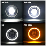 Motorcycle 7 Inch Round Led Headlights For Harley Davidson Motorcycle Halo Ring Turn Signal DRL Auxiliary Motor Led Fog Light