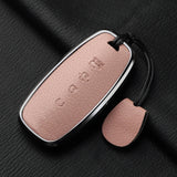 4 Button Aluminum Alloy Goatskin Car Key Case Cover for Nissan