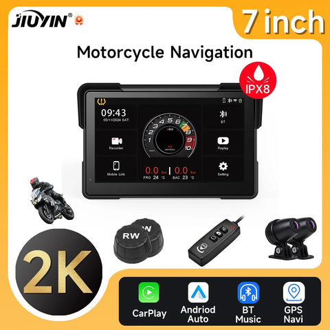 7-Inch Wireless Motorcycle GPS Dashcam with Dual Cameras Motorcycle GPS JIUYIN