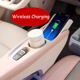 For Leapmotor T03 20-25 Central Console Armrest Box Leather Storage Box Wireless Charging Handrest Organizer with Cup holder