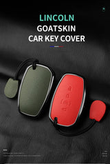 Aluminum Alloy Goatskin Car Key Case Cover For Lincoln Continental MKC MKZ MKX 2017 2018 2019 Navigator Nautilus keychain Key
