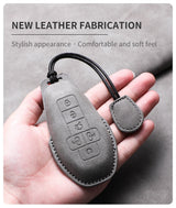 Leather Car Key Case Cover Shell For DENZA D9 EV D9 DM Sheep Suede Car Remote Key Bag Case Protecter Keychain Cover Decorativ