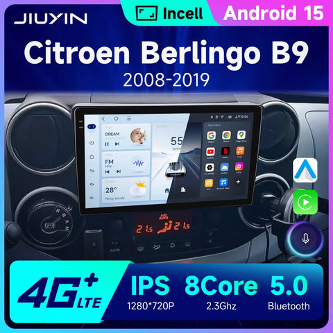9-Inch Android Head Unit with Wireless CarPlay for Citroen Berlingo Android Head Unit JIUYIN
