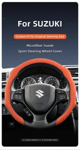 Premium Suede Snap-On Steering Wheel Cover for Suzuki Car Interior Accessory Hocasen